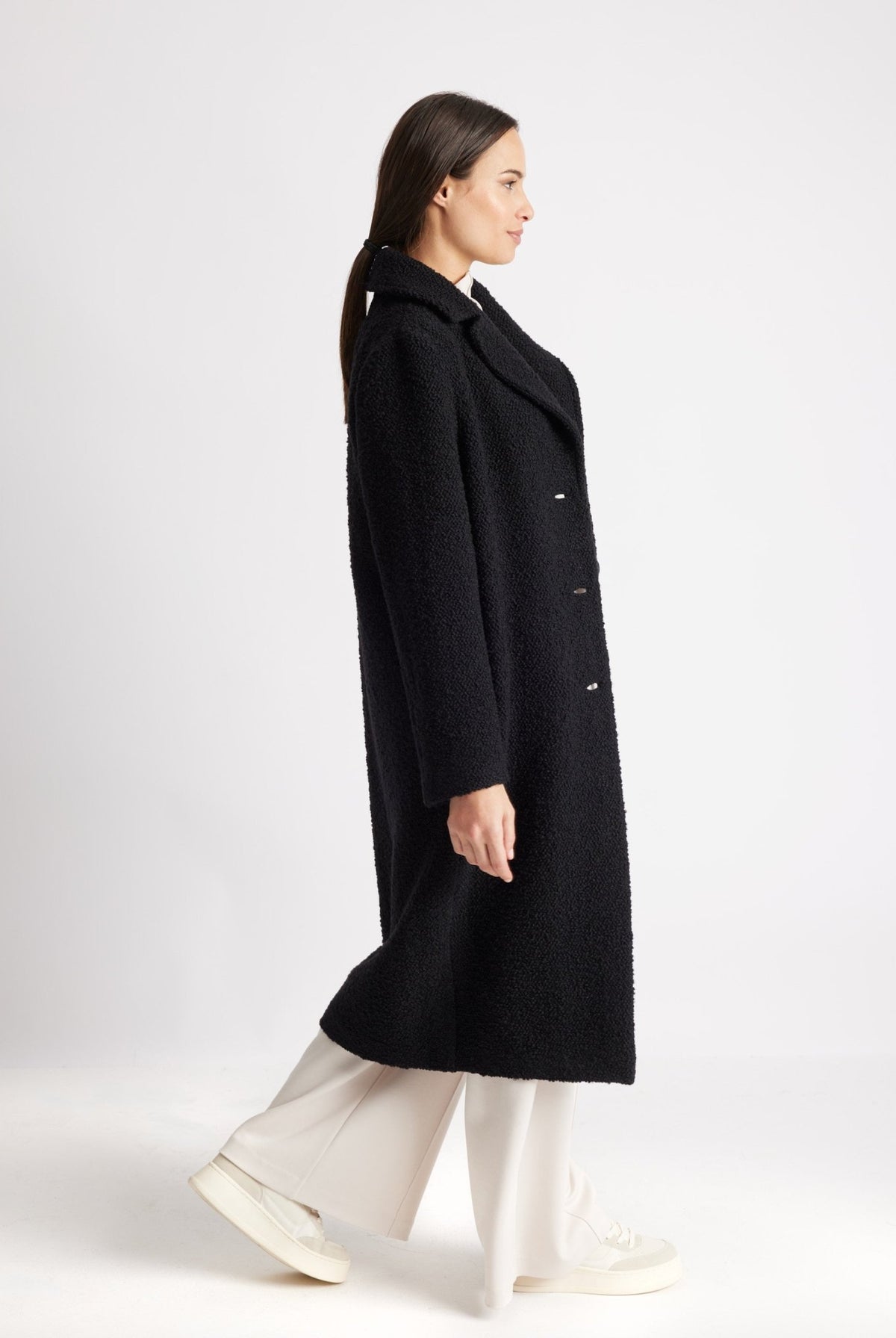 Gerader Mantel OPRINO aus Schurwolle im Teddy-Look - FOX'S-Fashion