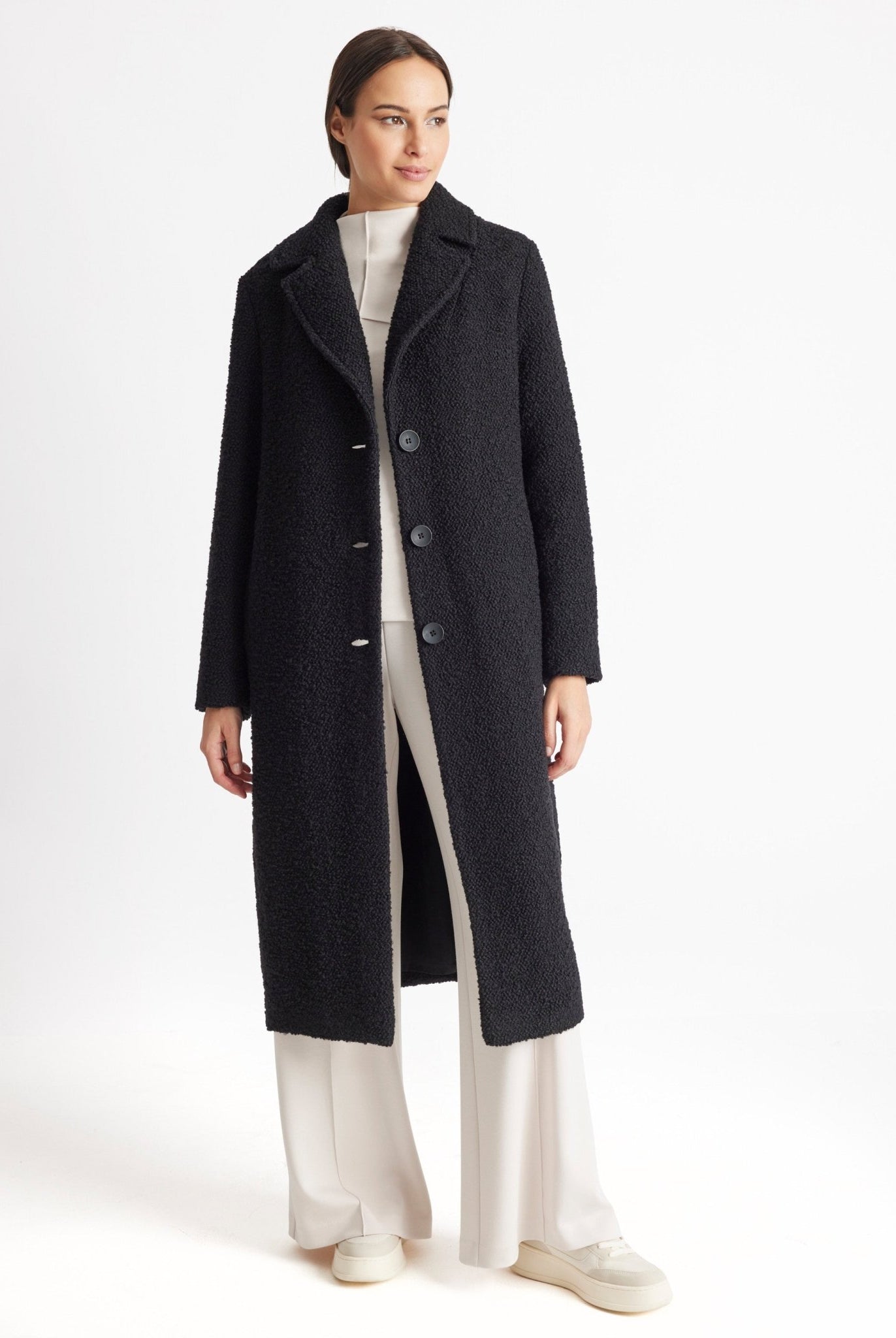 Gerader Mantel OPRINO aus Schurwolle im Teddy-Look - FOX'S-Fashion