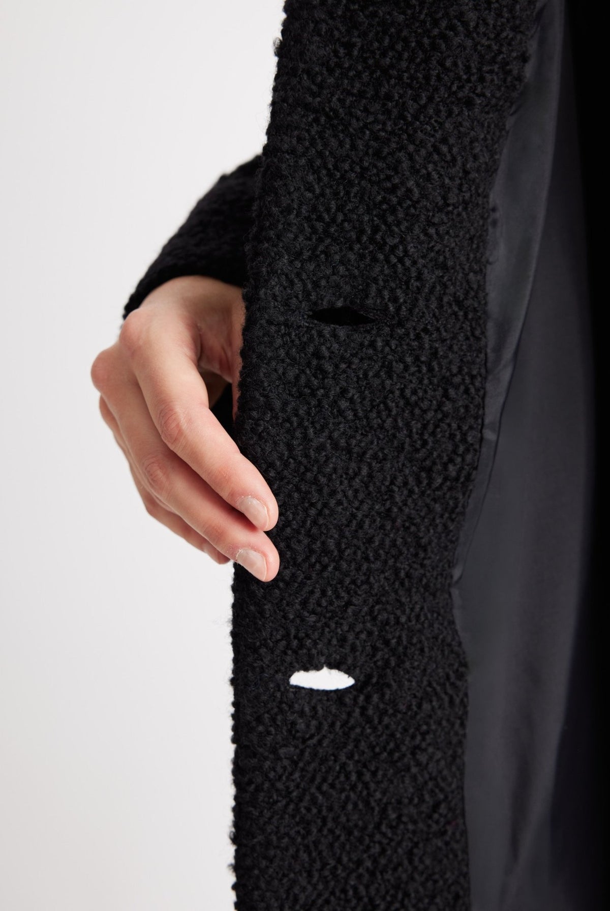 Gerader Mantel OPRINO aus Schurwolle im Teddy-Look - FOX'S-Fashion
