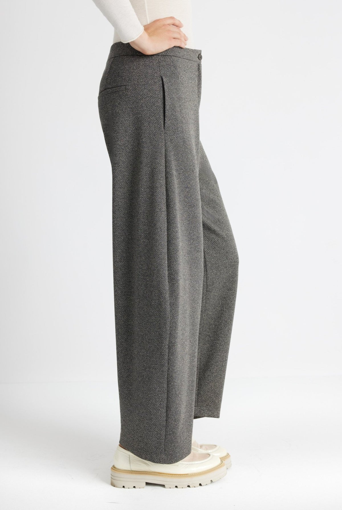 Hose WAHOSSA aus meliertem Viskose-Baumwoll-Mix im Barrel-Fit - FOX'S-Fashion