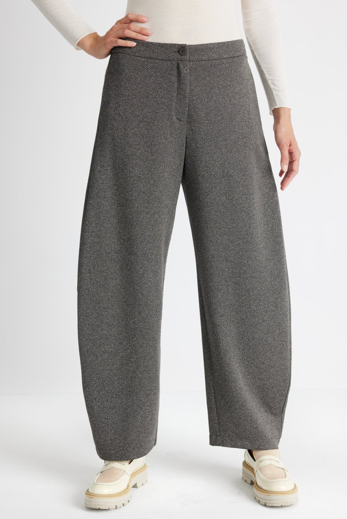 Hose WAHOSSA aus meliertem Viskose-Baumwoll-Mix im Barrel-Fit - FOX'S-Fashion