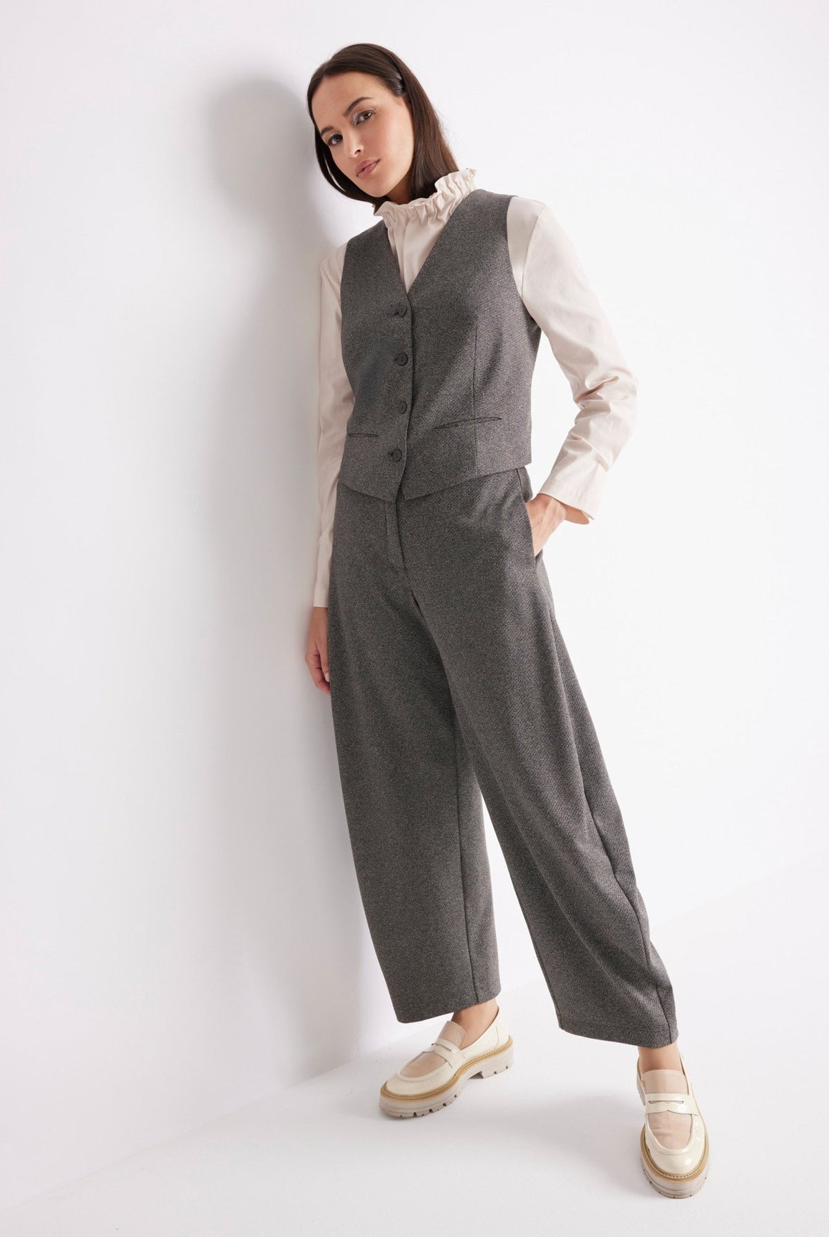 Hose WAHOSSA aus meliertem Viskose-Baumwoll-Mix im Barrel-Fit - FOX'S-Fashion