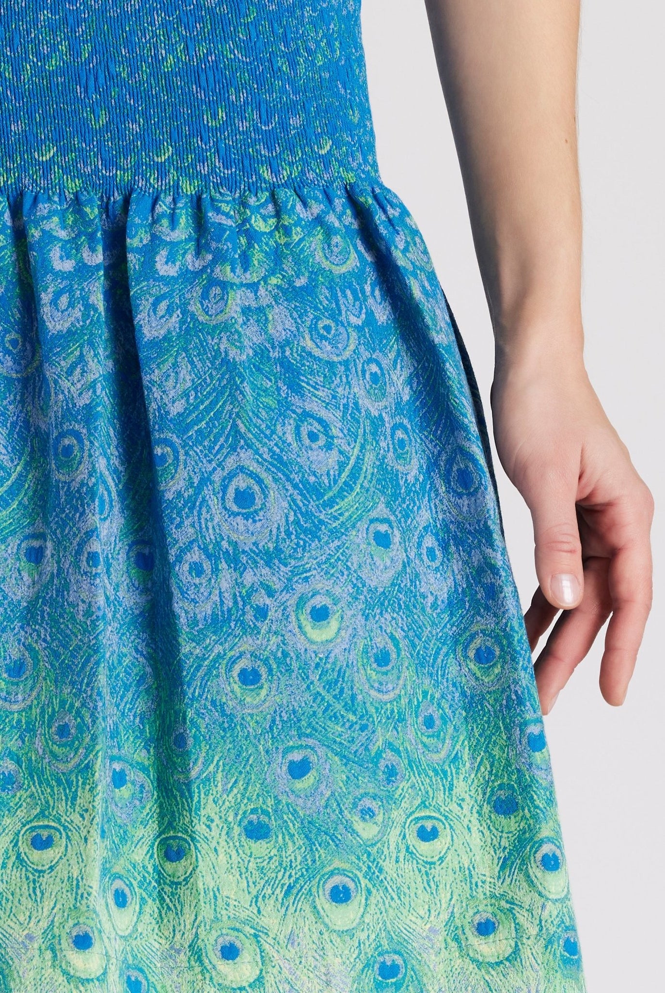 Kurzer One Size Rock LACROS-S mit Gummibund und Pfauenmuster in Blau