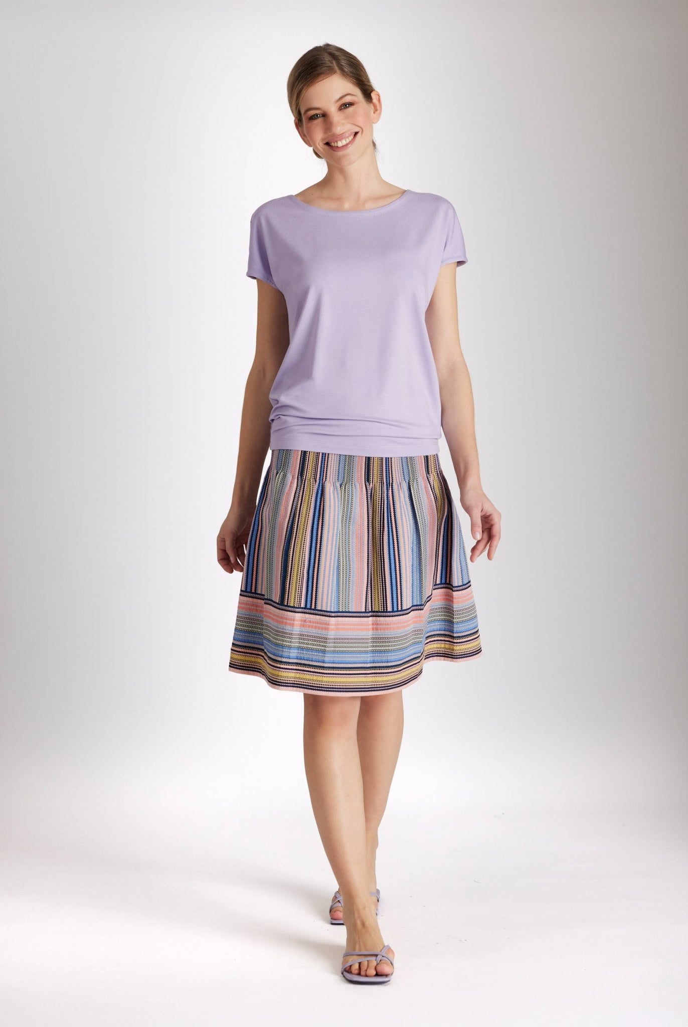 Kurzer One Size Rock LACROS-S mit Gummibund und Streifenmuster in Orange