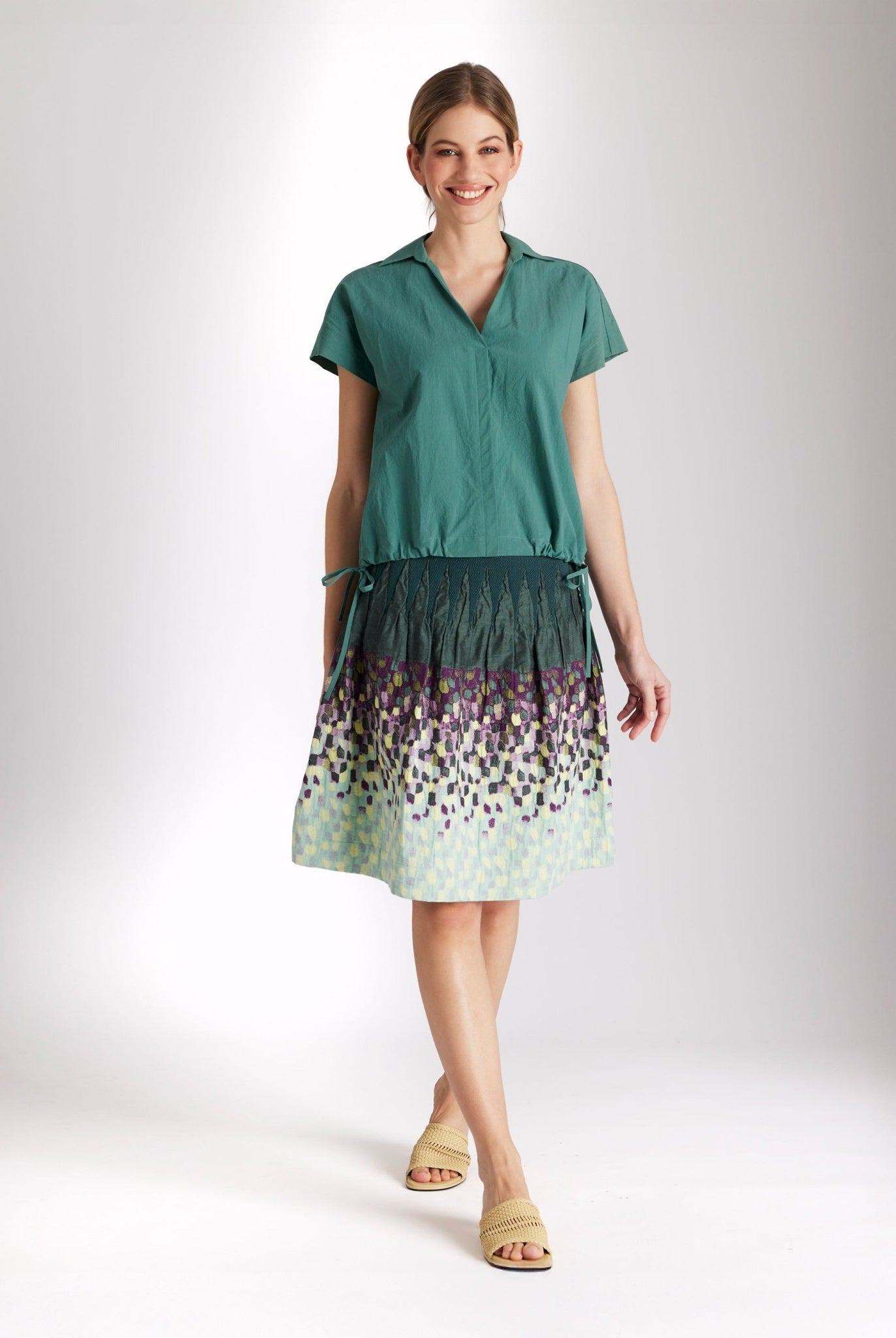 Kurzer One Size Rock LACROS-S mit Gummibund und Fleckenmuster in Grün