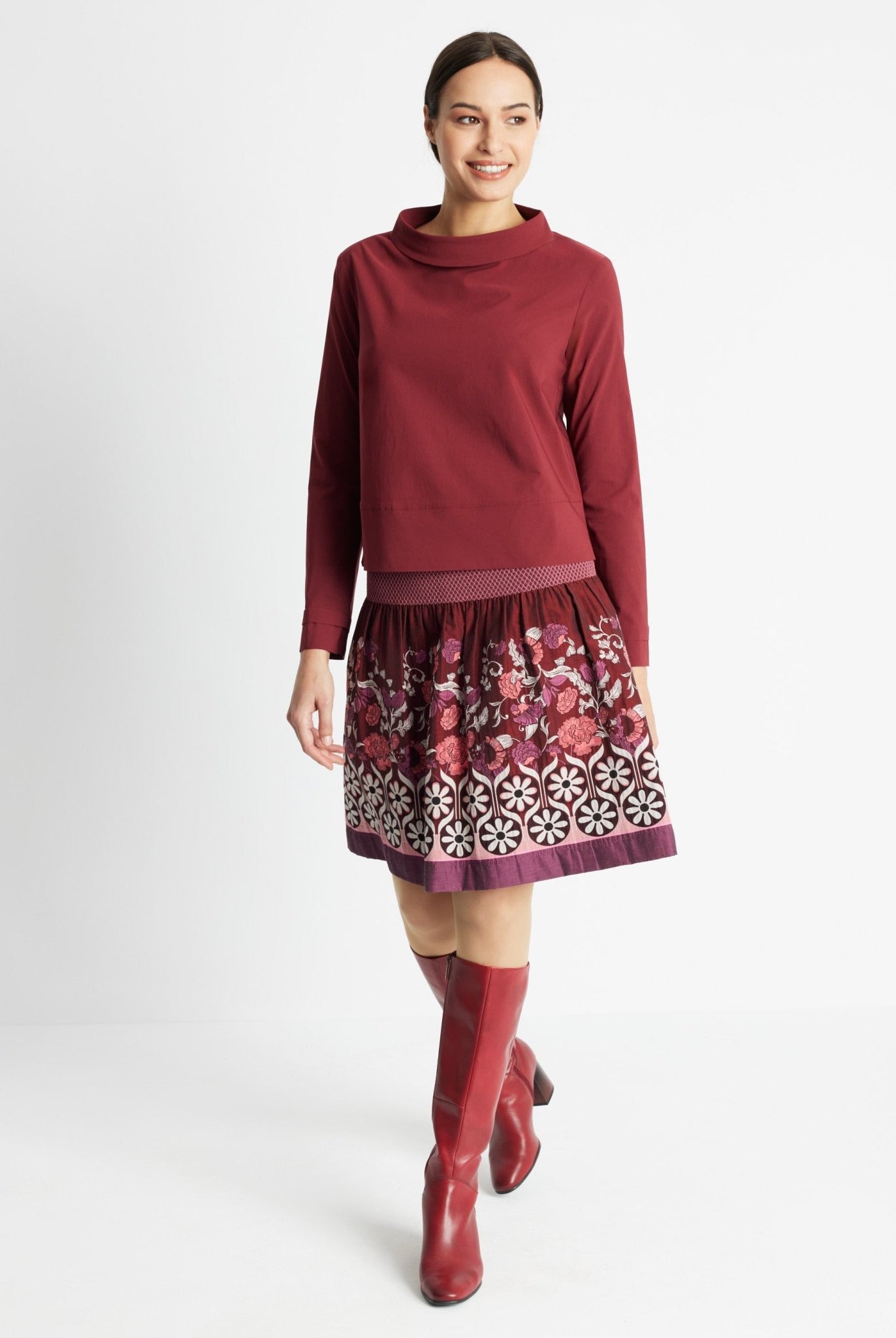 Kurzer One Size Rock LACROS-W mit Gummibund und Muster in Bordeaux