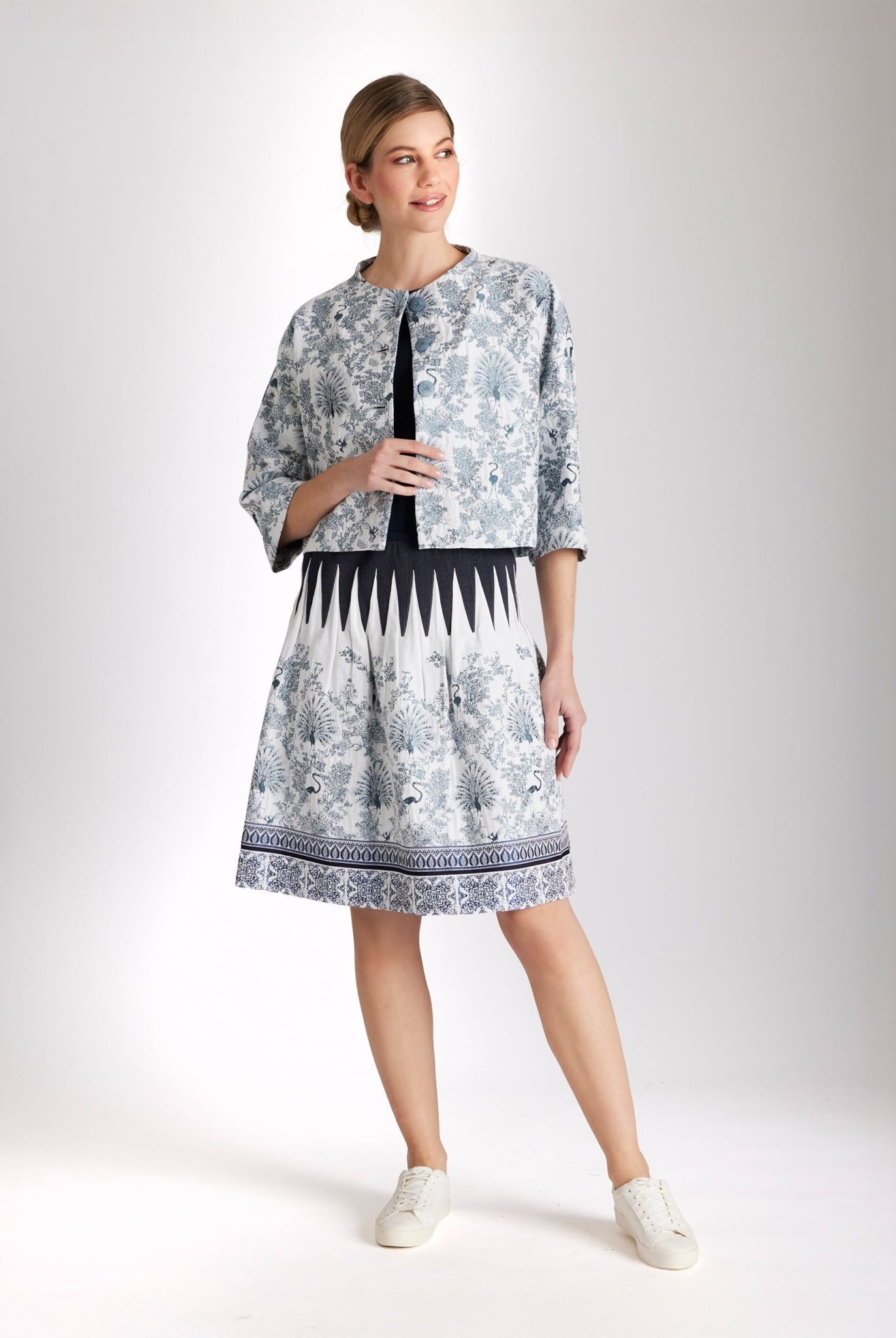 Kurzer One Size Rock LACROSA-S mit Gummiband und Vogelmuster in Blau