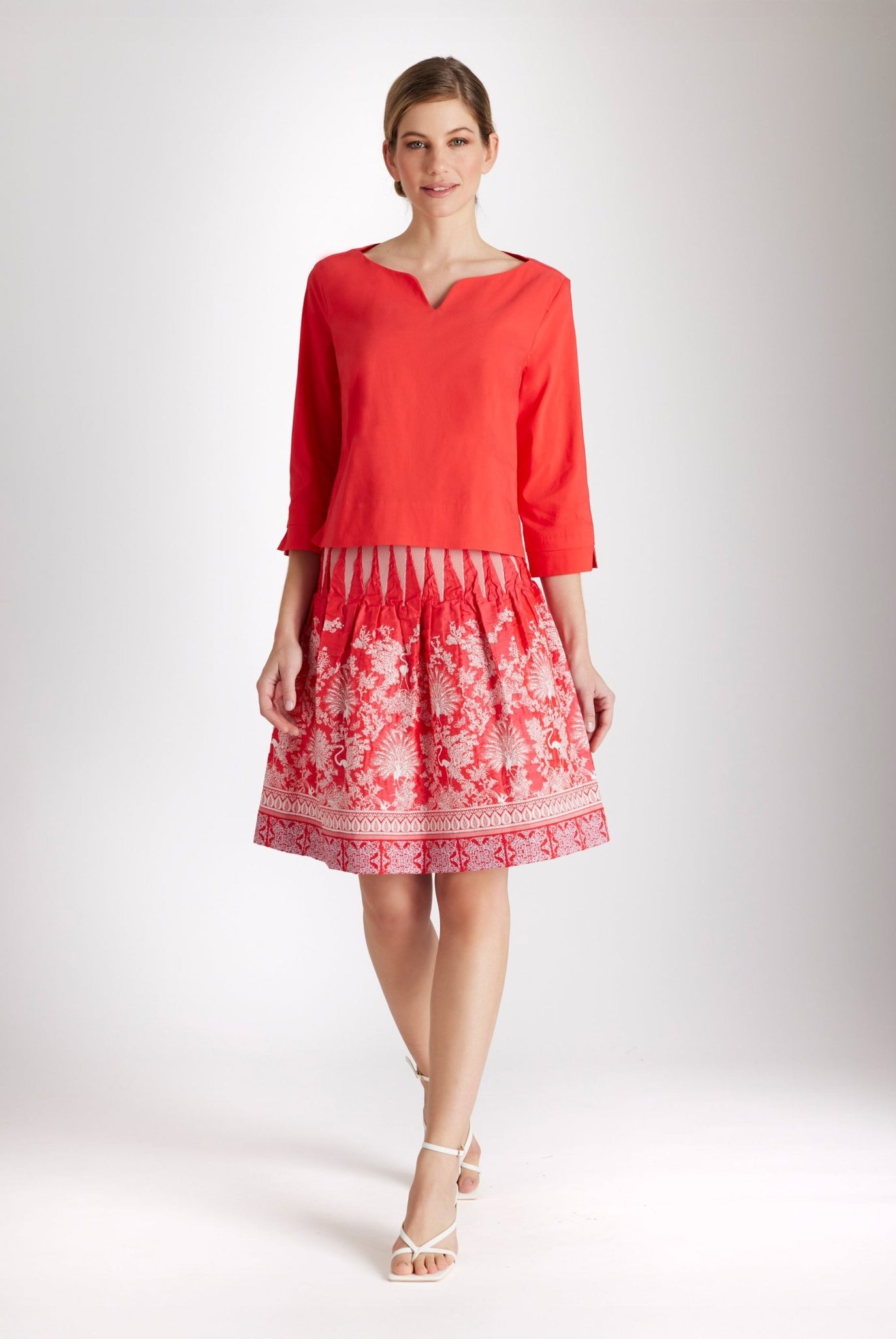 Kurzer One Size Rock LACROSA-S mit Gummiband und Vogelmuster in Rot