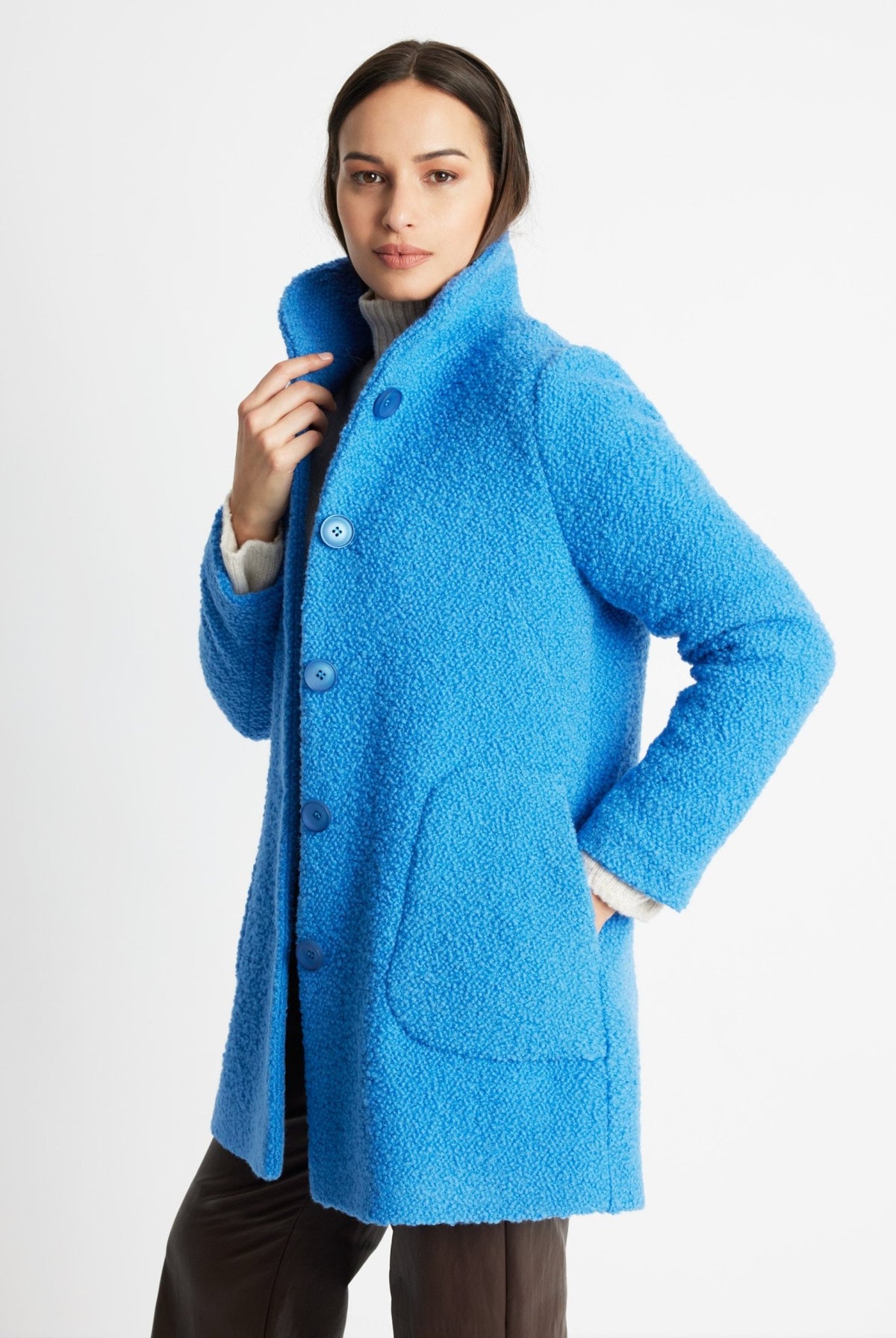 Lange Jacke ODUANA aus Schurwolle im Teddy-Look - FOX'S-Fashion