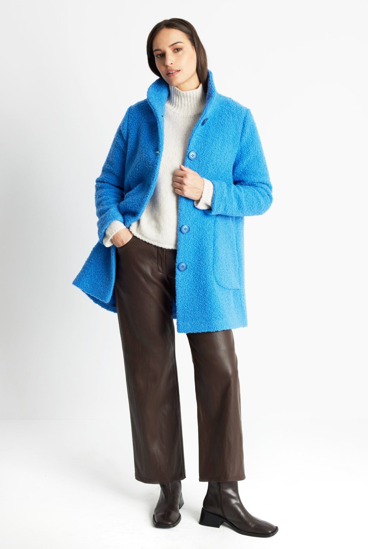 Lange Jacke ODUANA aus Schurwolle im Teddy-Look - FOX'S-Fashion