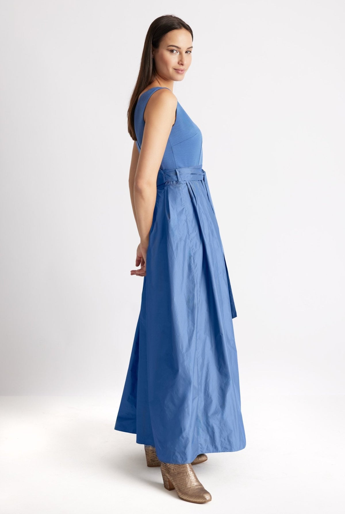 Langes Kleid SELONGIA im Patch aus Viskosejersey und Taft - FOX'S-Fashion