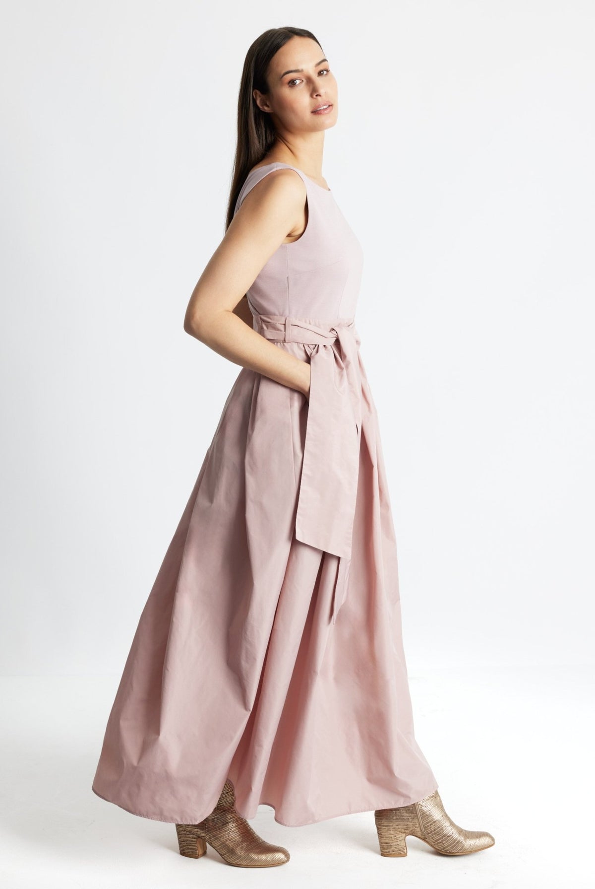 Langes Kleid SELONGIA im Patch aus Viskosejersey und Taft - FOX'S-Fashion
