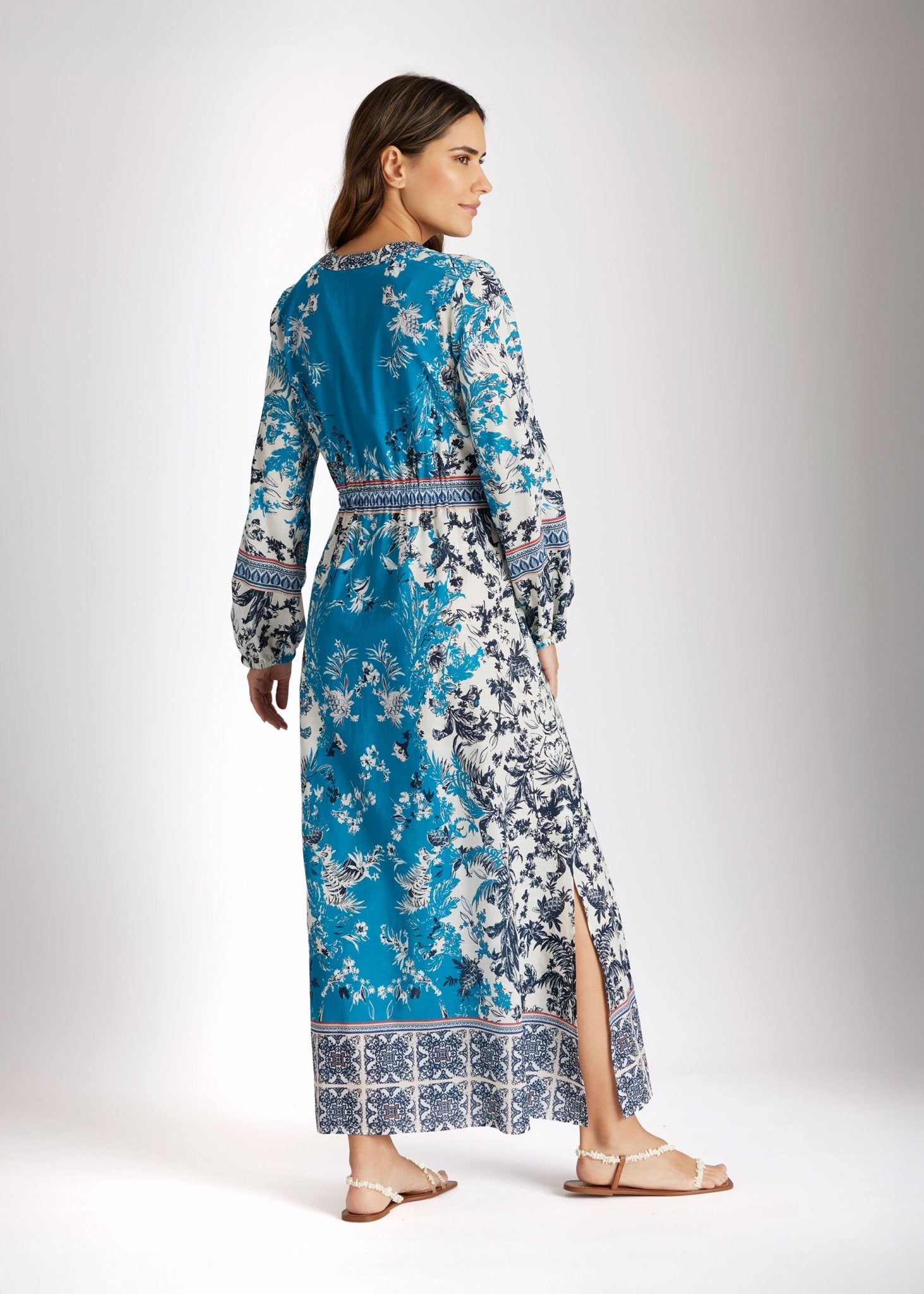 Langes, tailliertes Kleid YIJE aus 100 % Baumwolle - FOX'S - Fashion