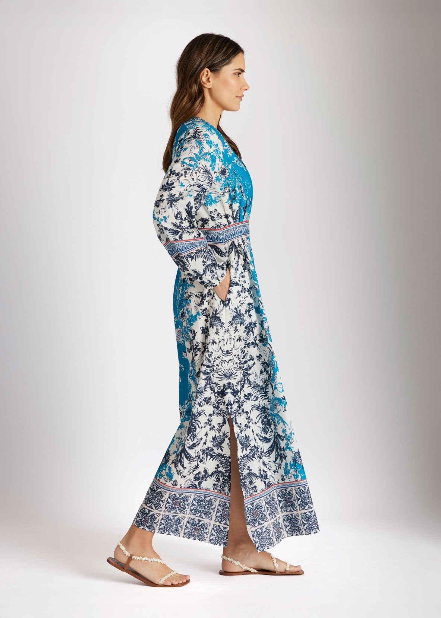 Langes, tailliertes Kleid YIJE aus 100 % Baumwolle - FOX'S - Fashion