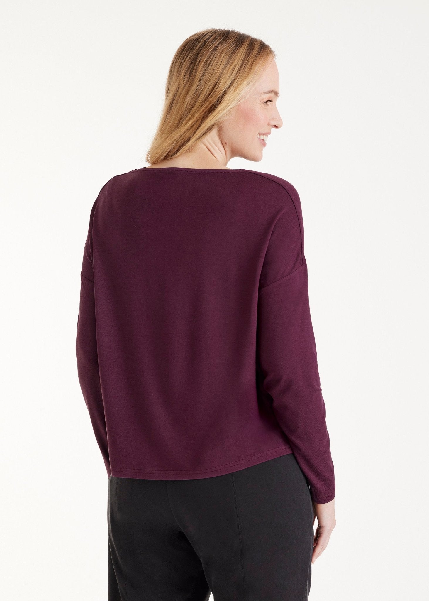 Legeres Langarmshirt CISQUIT aus Viskose - Jersey mit Wasserfallkragen - FOX'S - Fashion