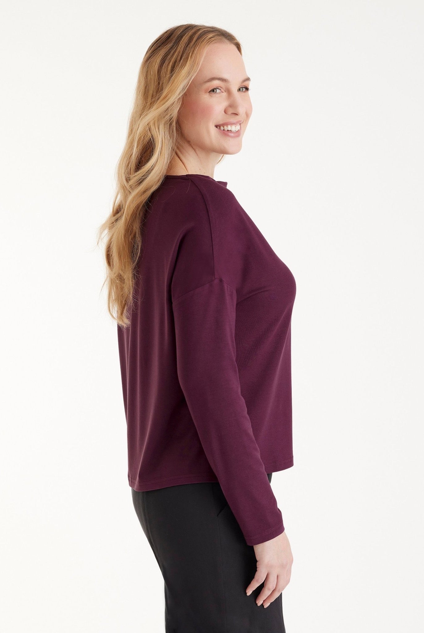 Legeres Langarmshirt CISQUIT aus Viskose - Jersey mit Wasserfallkragen - FOX'S - Fashion