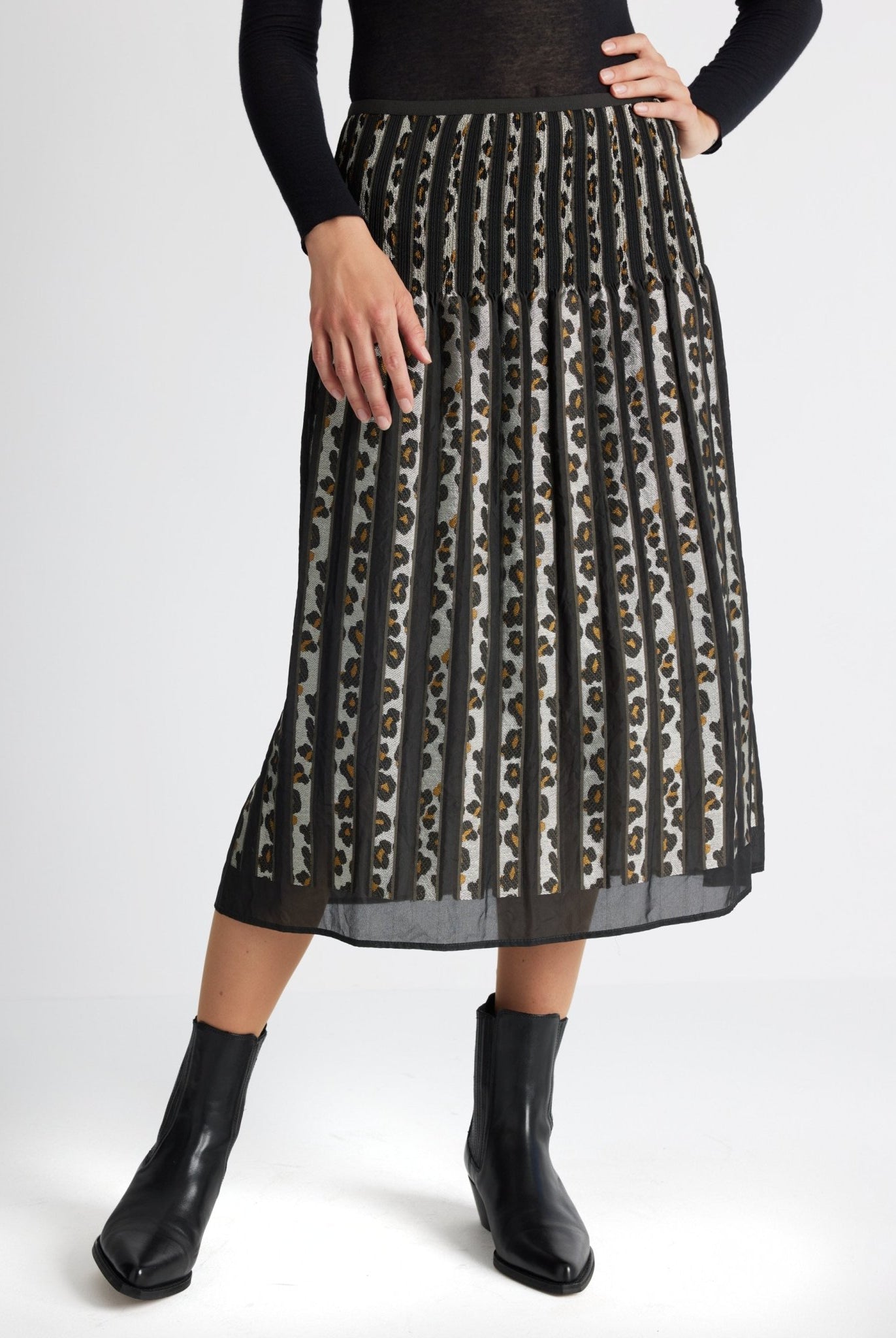 One Size Rock LEOPARO-W aus Viskose-Mix in Midi-Länge - FOX'S-Fashion