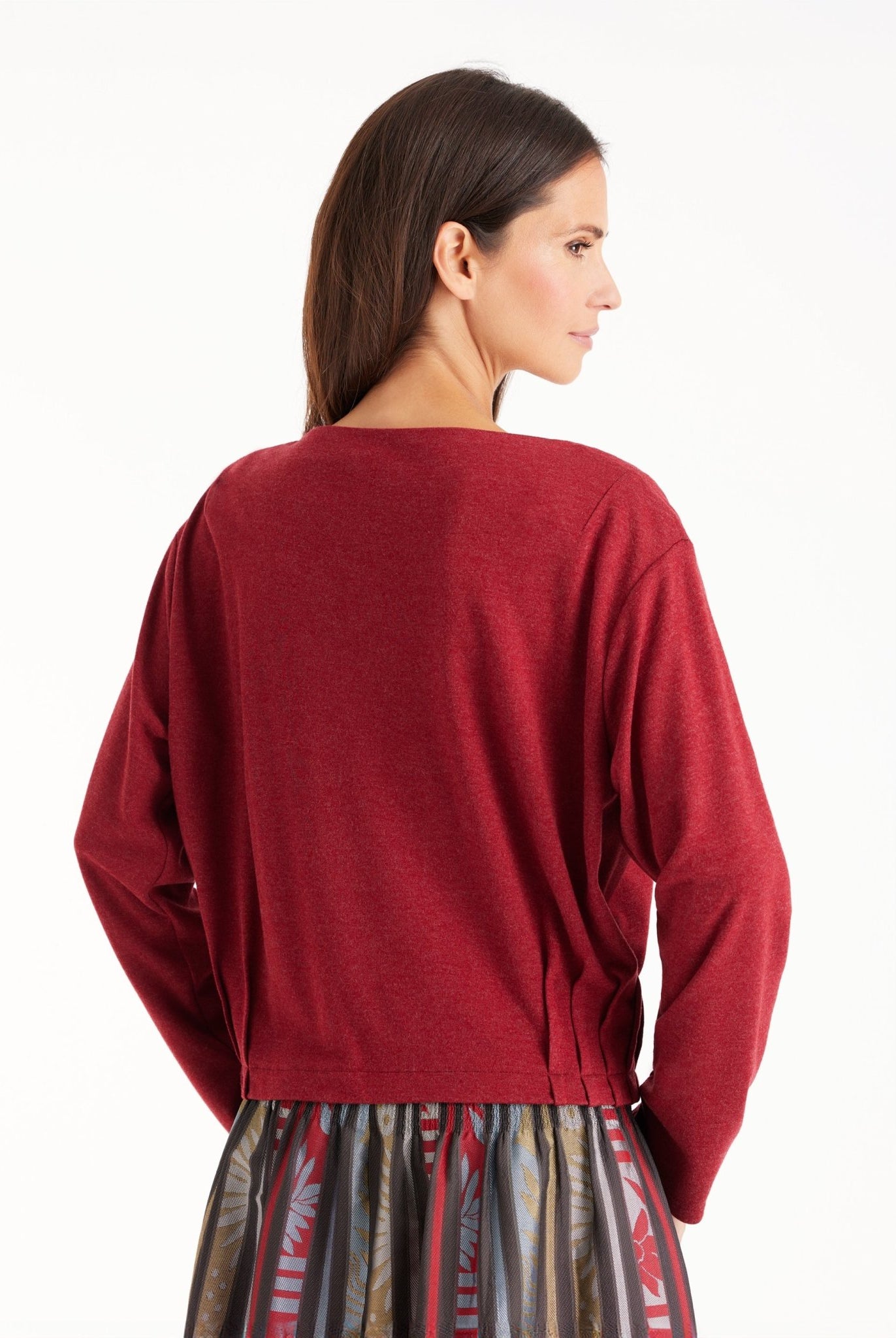 Pullover OLOVA mit U-Boot-Ausschnitt, langen Armen und seitlichen Biesen in Rot