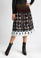 One Size Rock LONGERO-W in Midi-Länge mit Gummibund und Muster in Dunkelbraun