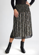 One Size Rock LEOPARO-W in Midi-Länge mit Gummibund und Muster in Khaki