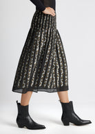 One Size Rock LEOPARO-W in Midi-Länge mit Gummibund und Muster in Khaki
