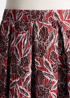 Midi-Rock WUPERO in A-Linien-Passform mit seitlichem Reißverschluss, Eingrifftaschen und Muster in Bordeaux
