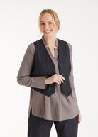 Anzugweste TESCAWE mit V-Ausschnitt, Knöpfen und Nadelstreifen in Dunkelblau