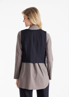 Anzugweste TESCAWE mit V-Ausschnitt, Knöpfen und Nadelstreifen in Dunkelblau