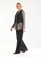 Anzugweste TESCAWE mit V-Ausschnitt, Knöpfen und Nadelstreifen in Dunkelblau