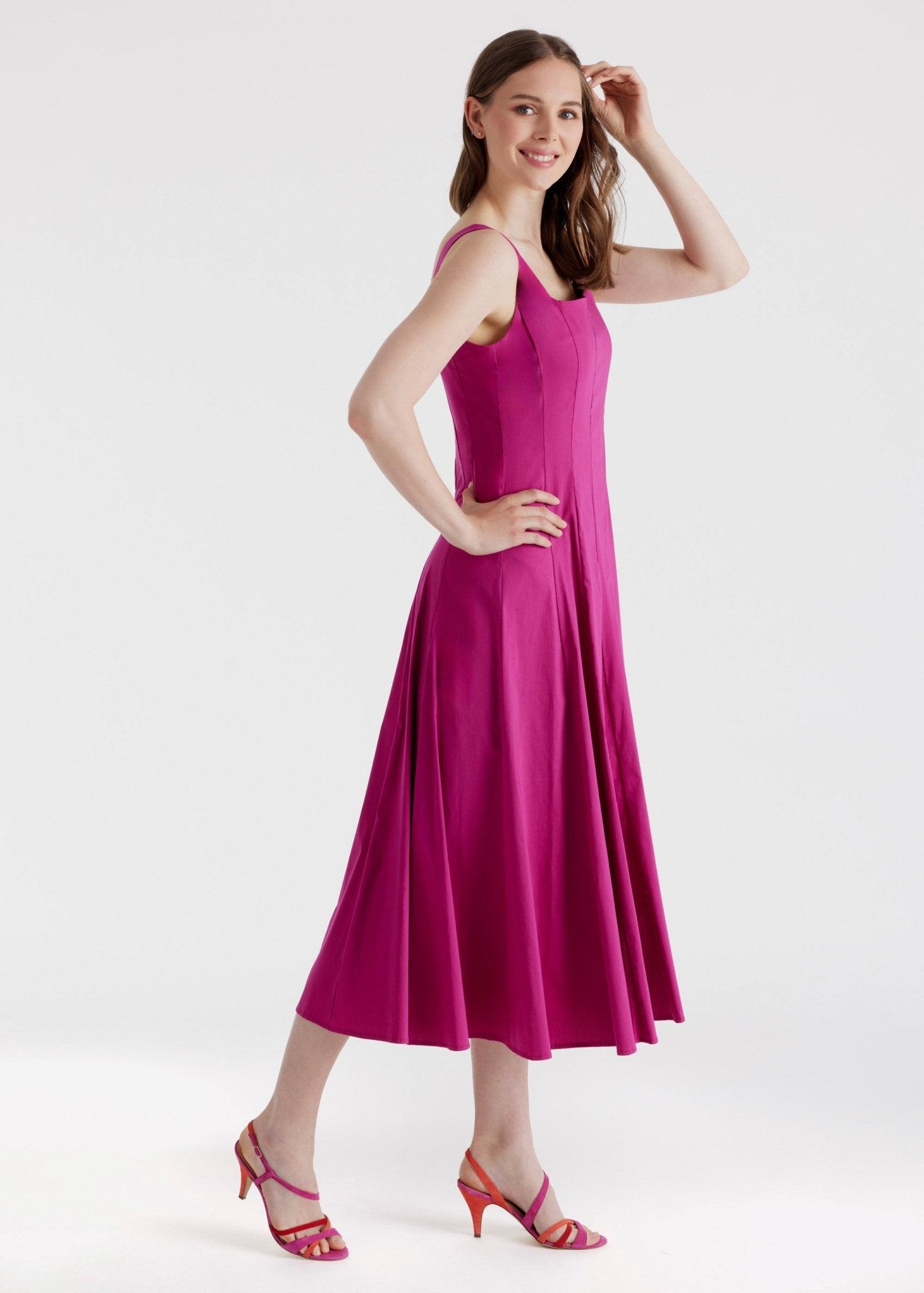 Ausgestelltes Midi - Kleid MYASHI aus Baumwollmix mit Stretch - FOX'S - Fashion