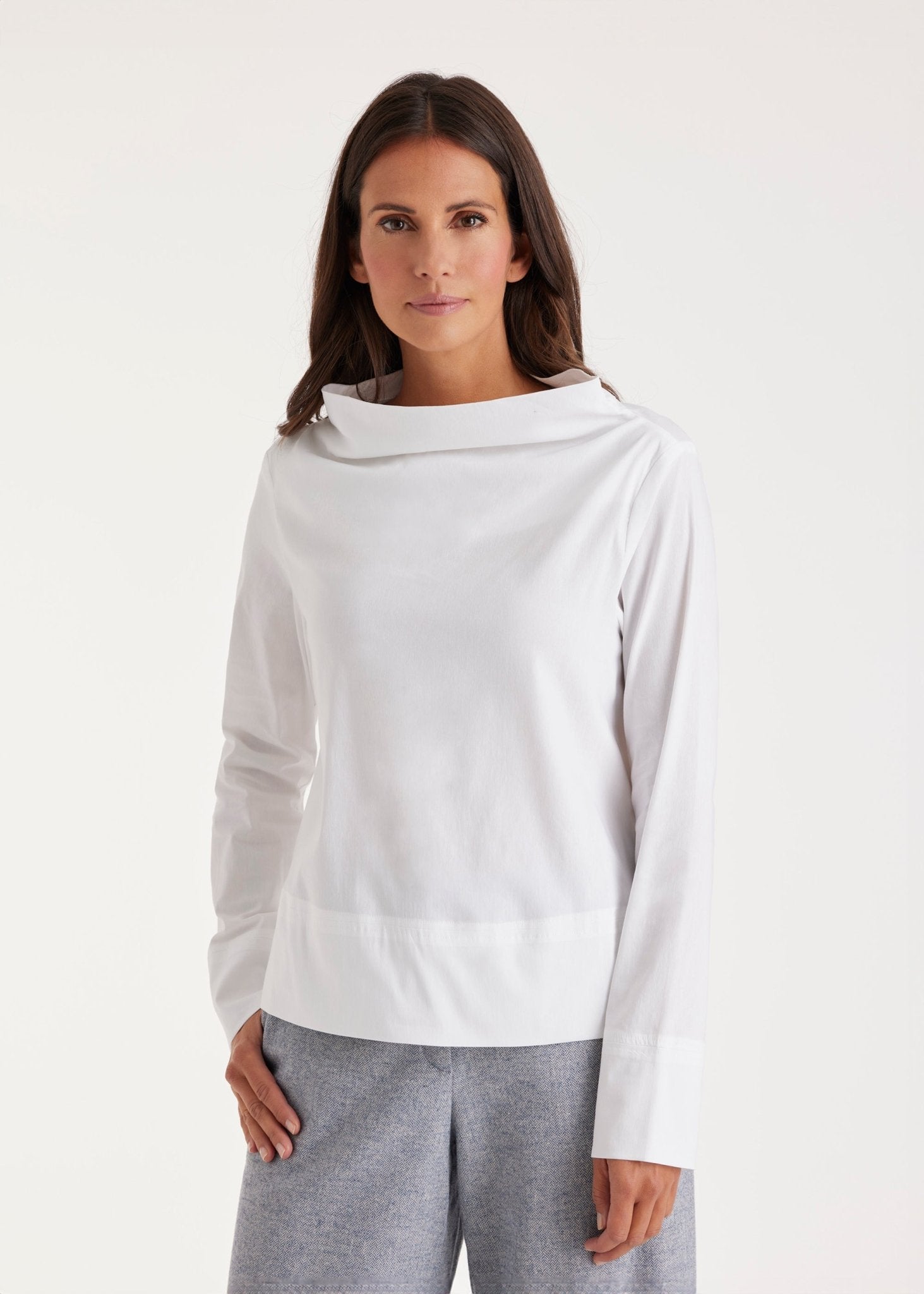 Bluse BARISCO mit Wasserfallkragen und langem Arm - FOX'S - Fashion