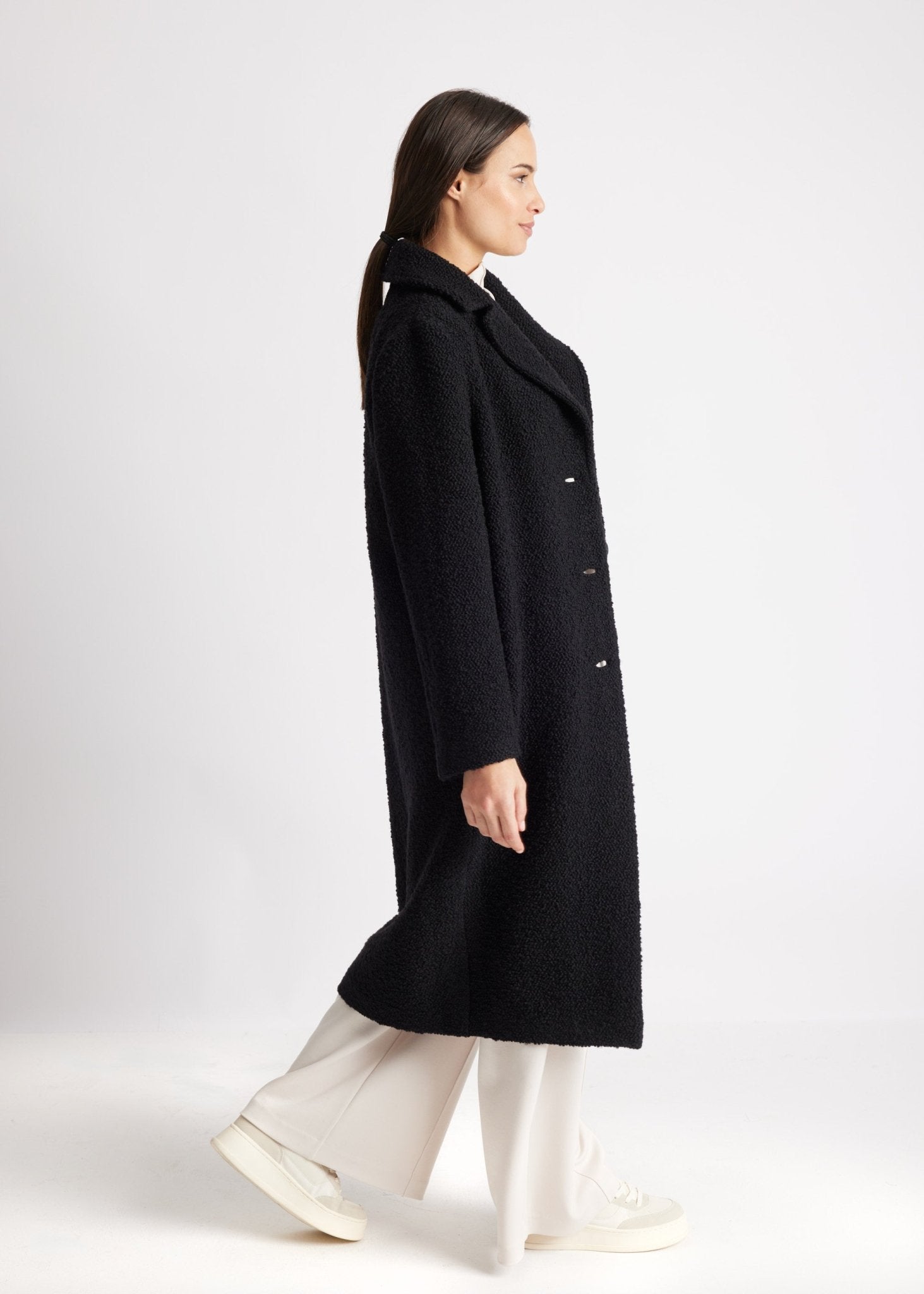 Gerader Mantel OPRINO aus Schurwolle im Teddy-Look - FOX'S-Fashion