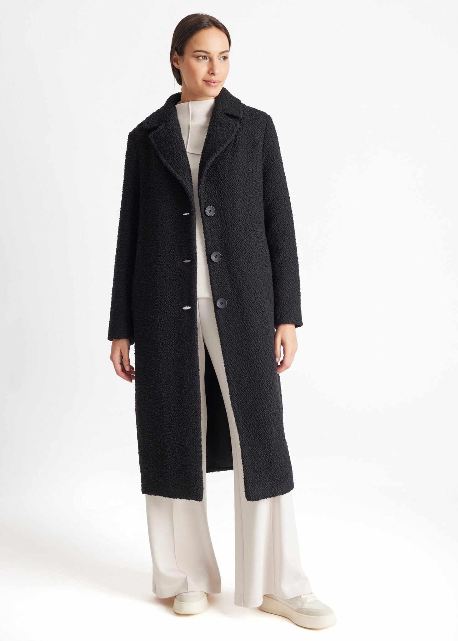 Gerader Mantel OPRINO aus Schurwolle im Teddy-Look - FOX'S-Fashion
