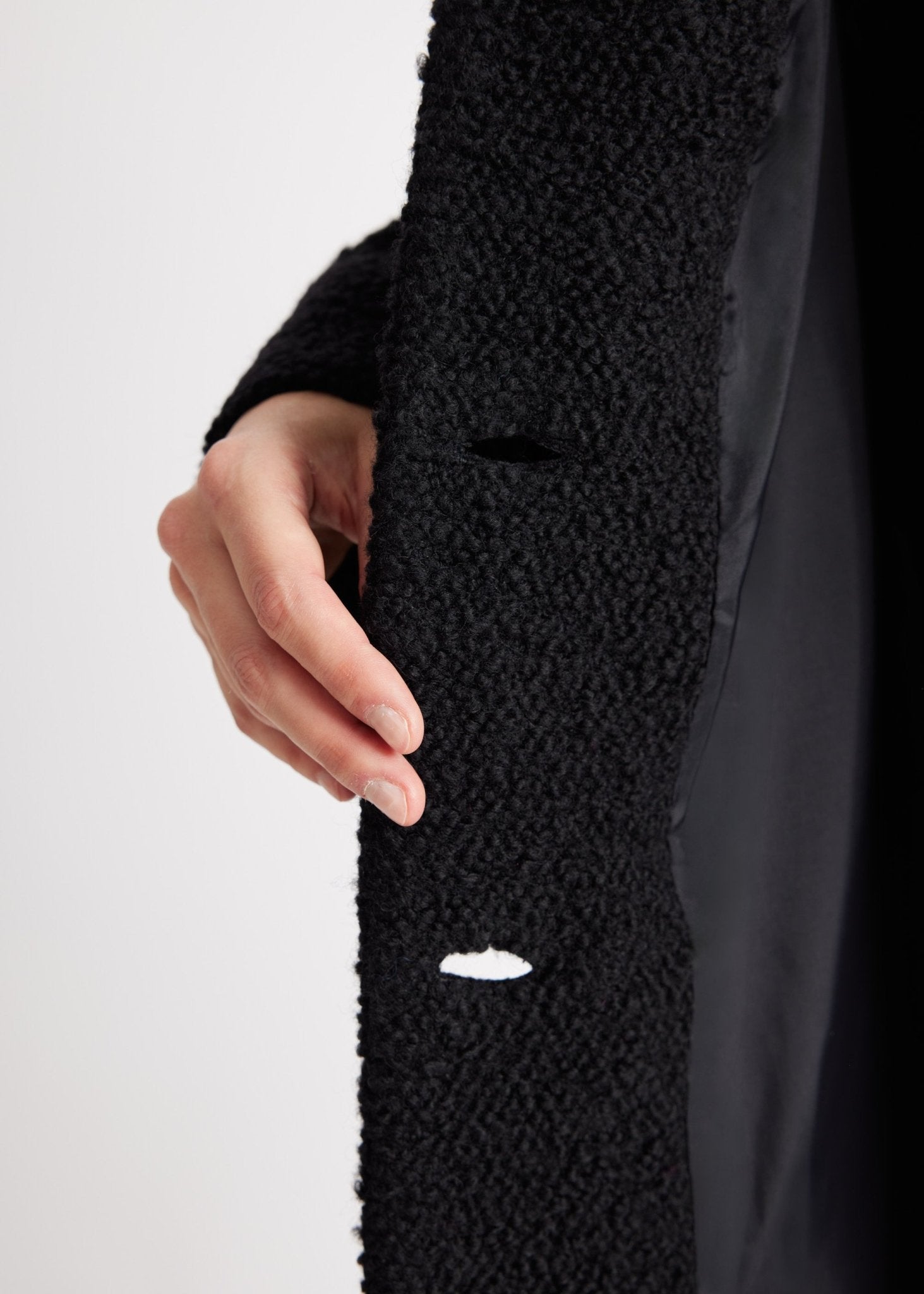 Gerader Mantel OPRINO aus Schurwolle im Teddy-Look - FOX'S-Fashion