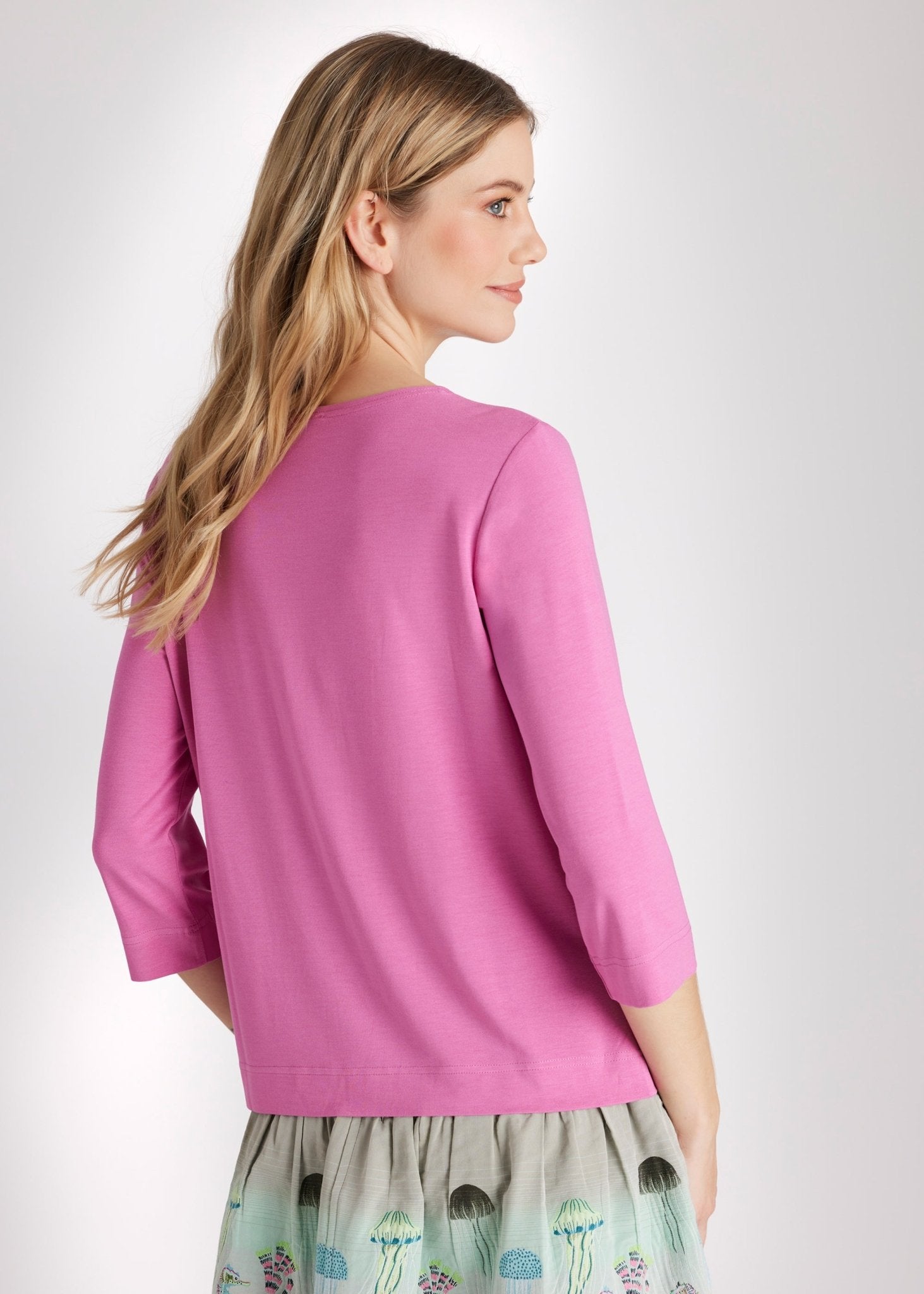 Gerades Shirt CEMONTA mit Rundhalsausschnitt und 3/4-Ärmeln in Pink