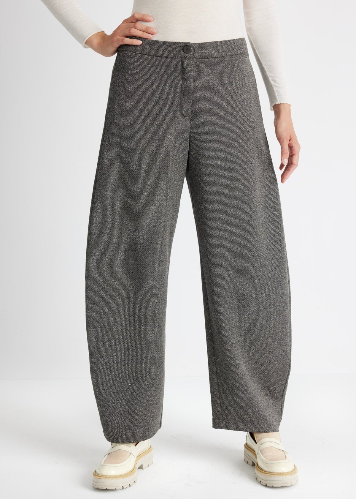 Hose WAHOSSA aus meliertem Viskose-Baumwoll-Mix im Barrel-Fit - FOX'S-Fashion