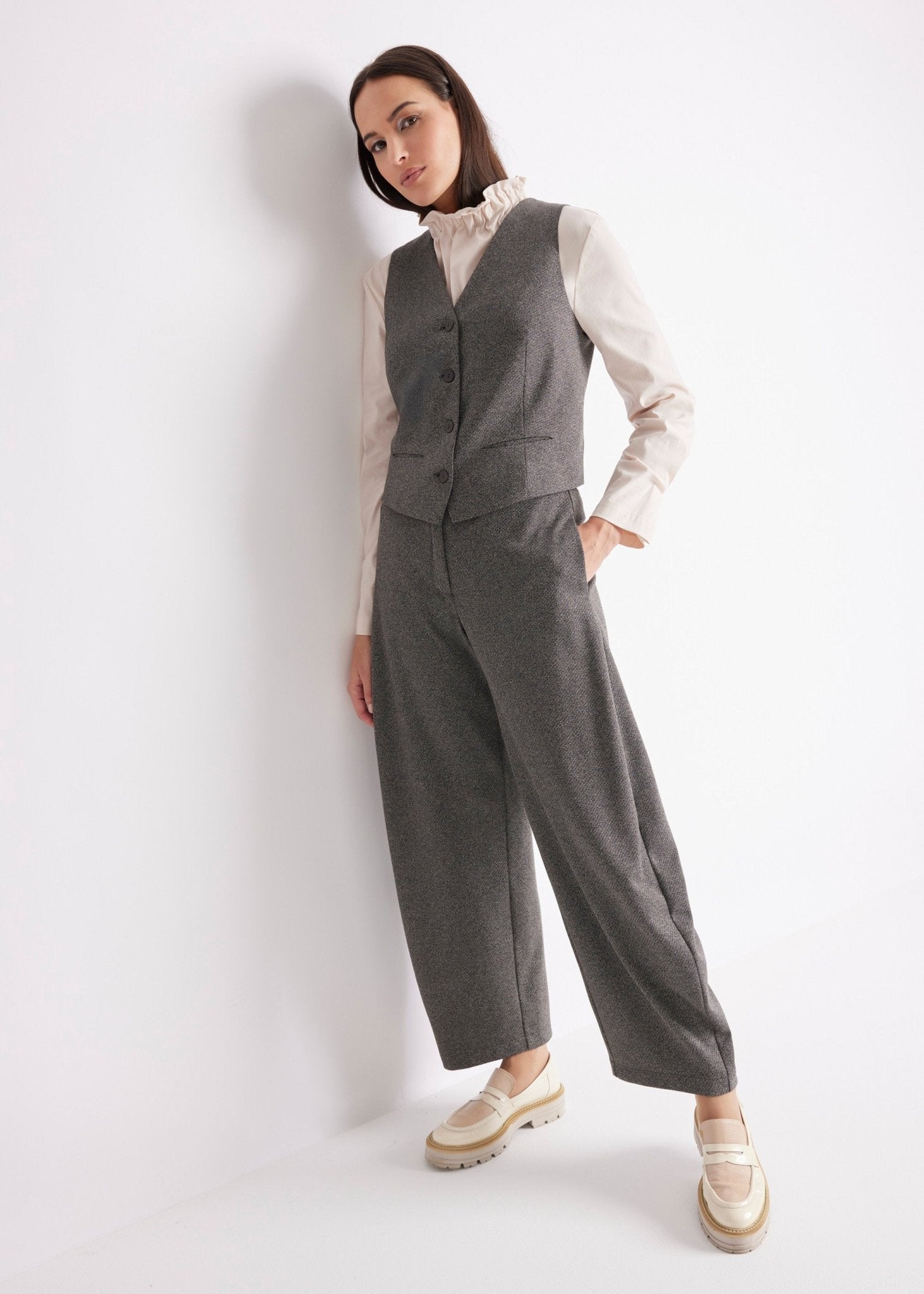 Hose WAHOSSA aus meliertem Viskose-Baumwoll-Mix im Barrel-Fit - FOX'S-Fashion
