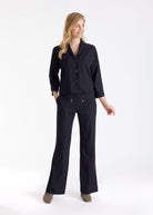 Jacke TAKIDA mit Kragen, Knopfleiste, Tunnelzug und Nadelstreifen in Dunkelblau