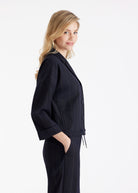 Jacke TAKIDA mit Kragen, Knopfleiste, Tunnelzug und Nadelstreifen in Dunkelblau