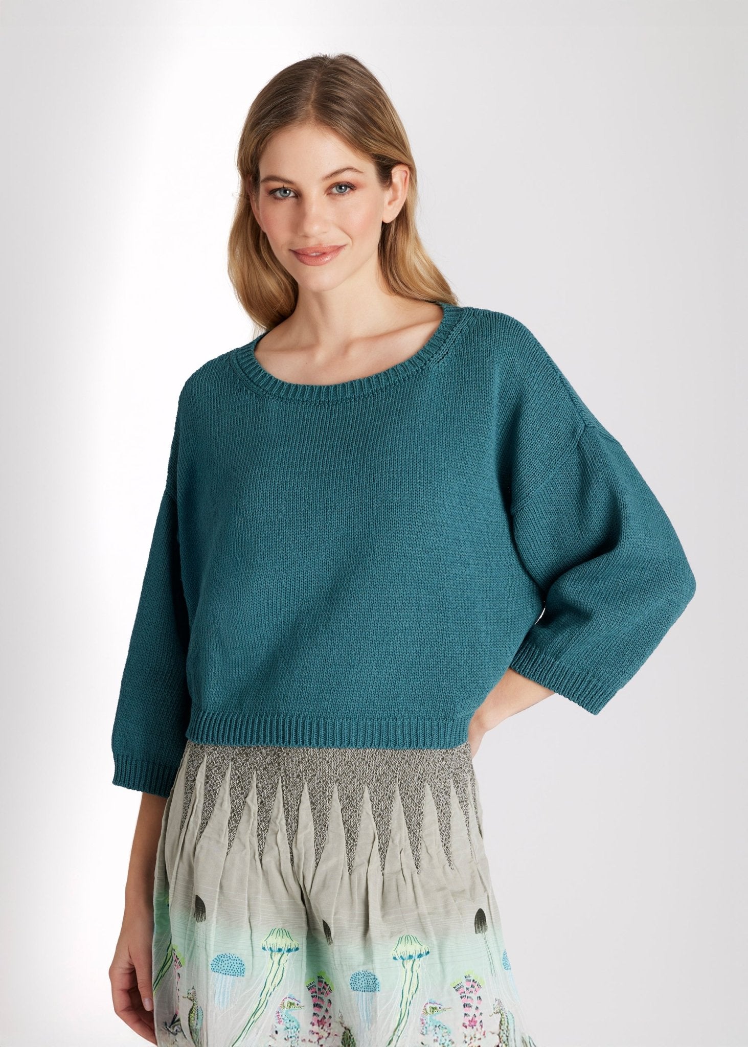 Kurzer, legerer Strickpullover IPWOL aus Baumwollmix - FOX'S - Fashion