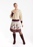 Kurzer Rock LACROS-W mit Gummibund und abstraktem Muster in Beige