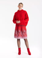 Kurzer Rock LACROS-W mit Gummibund und abstraktem Muster in Rot