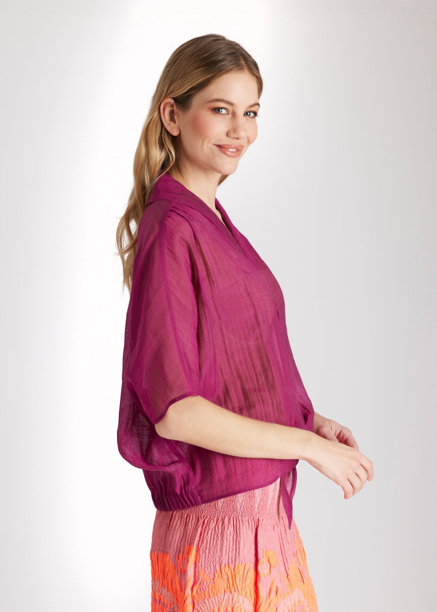 Legere Bluse NEVONA aus Tencel - Mix mit Bindedetail - FOX'S - Fashion