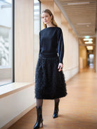 Pullover HOPUI mit Rundhals und langen Armen in Schwarz