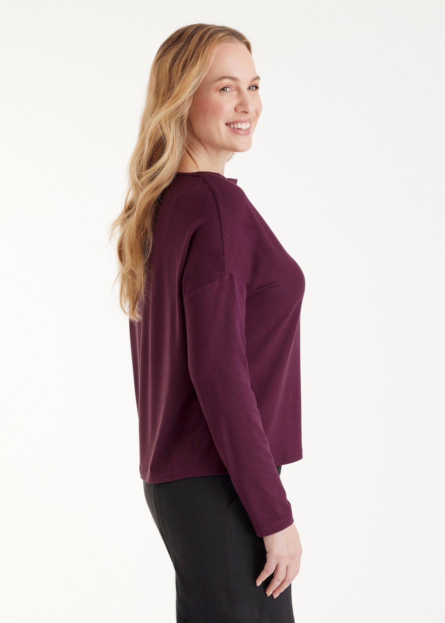 Legeres Langarmshirt CISQUIT aus Viskose - Jersey mit Wasserfallkragen - FOX'S - Fashion