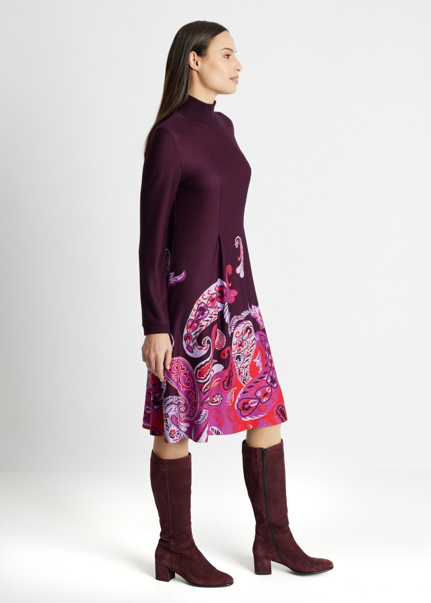 Midi-Kleid YIQUINA aus Feinstrickjersey in A-Linie - FOX'S-Fashion