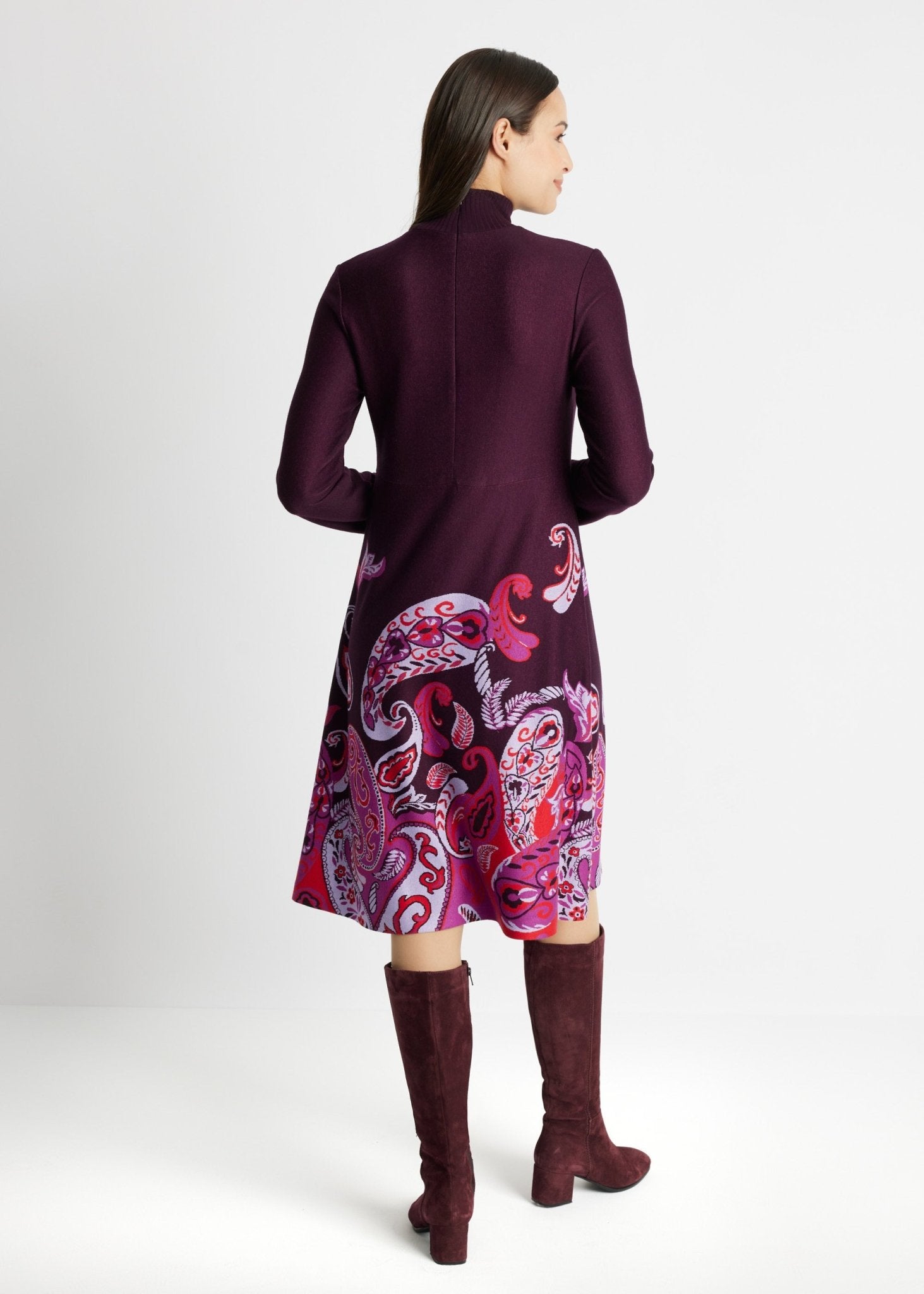 Midi-Kleid YIQUINA aus Feinstrickjersey in A-Linie - FOX'S-Fashion