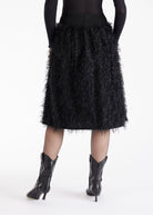 Rock LAFEDRO in Midi-Länge mit Fransen-Optik in Schwarz