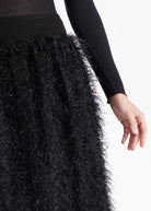 Rock LAFEDRO in Midi-Länge mit Fransen-Optik in Schwarz