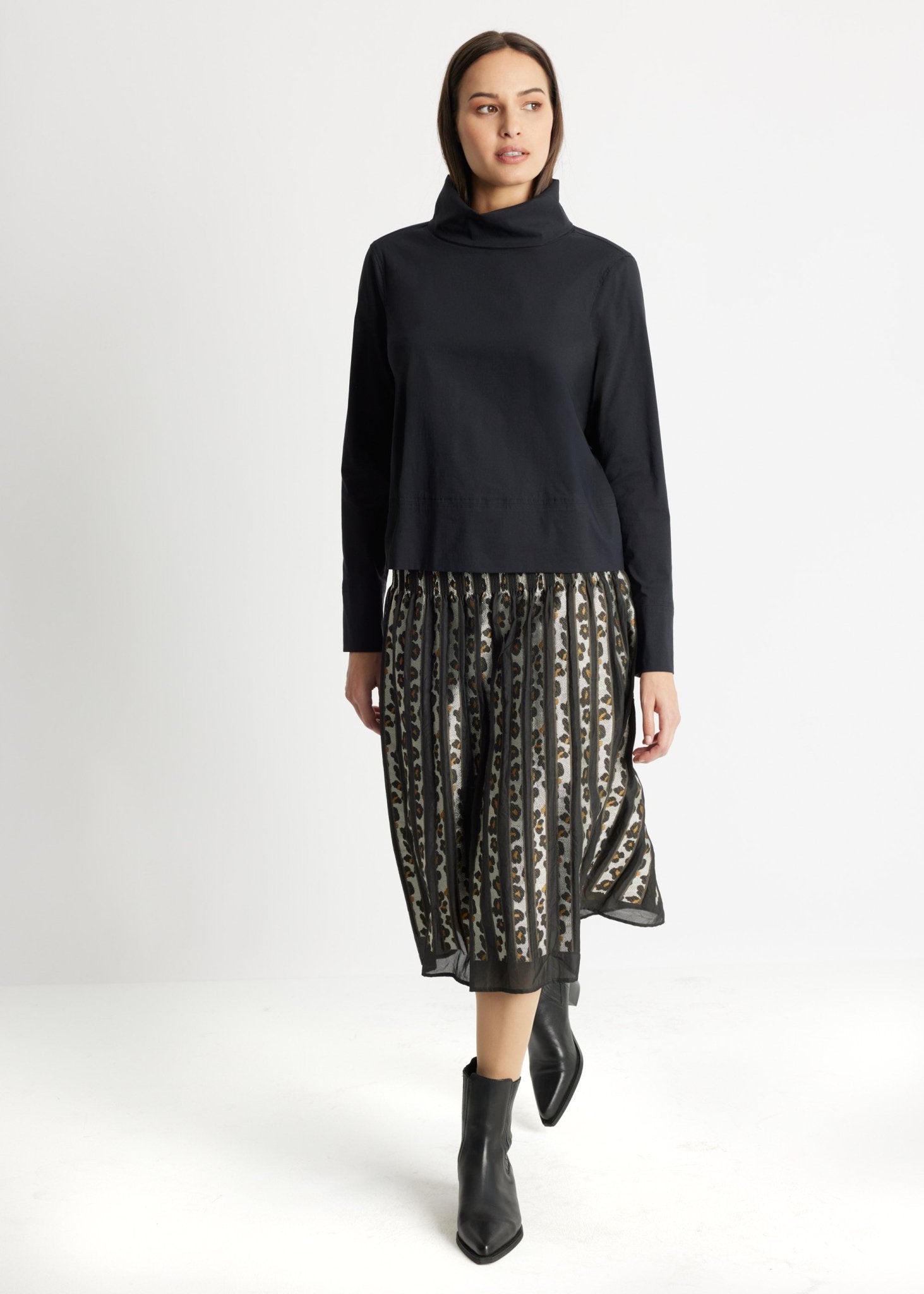 One Size Rock LEOPARO-W aus Viskose-Mix in Midi-Länge - FOX'S-Fashion